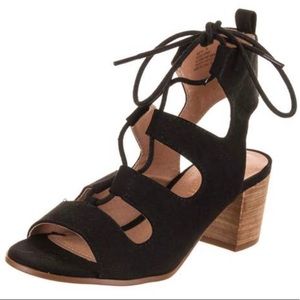 Lace-Up Suede Heeled Sandal